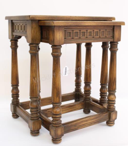 Appraisal: A Romweber Viking Oak nest table set of Pattern -