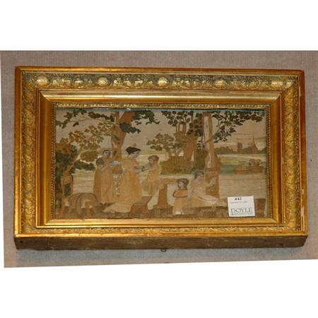 Appraisal: Two English Silk and Wool Pictures Estimate -