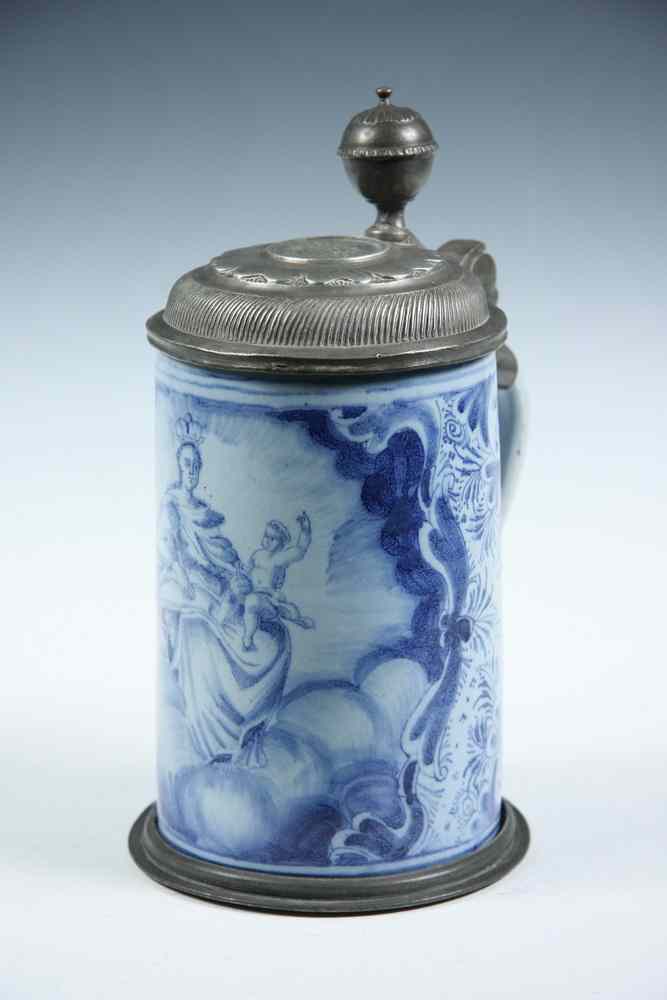 Appraisal: DELFT BEER STEIN - th c Dutch Delft Covered Beer