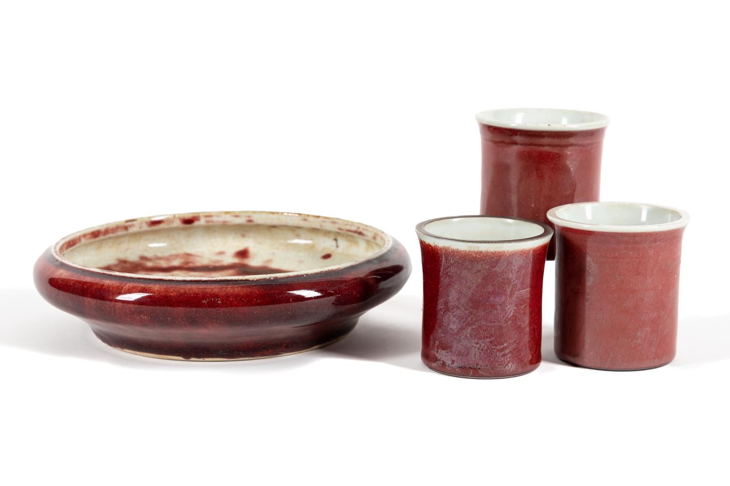 Appraisal: FOUR PIECES CHINESE OXBLOOD PORCELAIN Group of four Chinese Oxblood