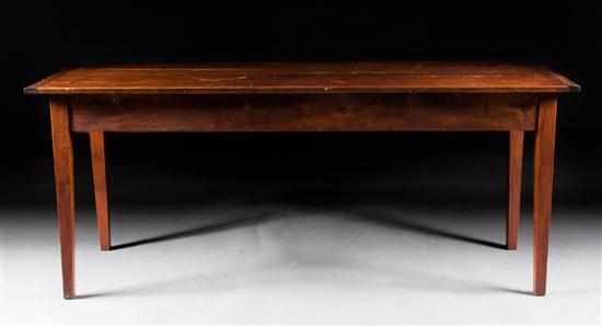 Appraisal: George III style cherrywood drop leaf harvest table constructed piece