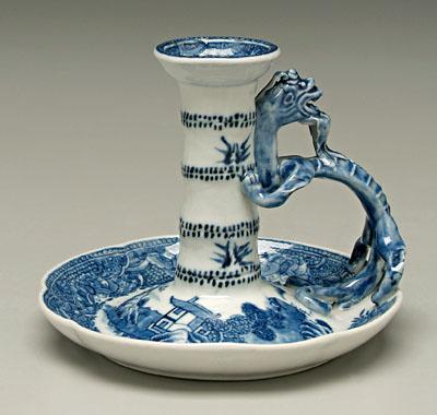 Appraisal: Chinese blue and white export chamberstick Nanking with Fitzhugh borders