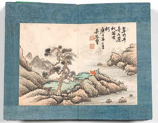 Appraisal: Chinese Book of Watercolors Signed Chinese A bound book of