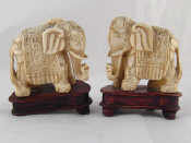 Appraisal: A pair of carved ivory caparisoned elephants circa ht cm