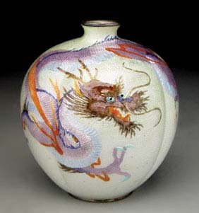 Appraisal: FINE JAPANESE SILVER CLOISONN VASE Beautifully detailed antique Japanese silver