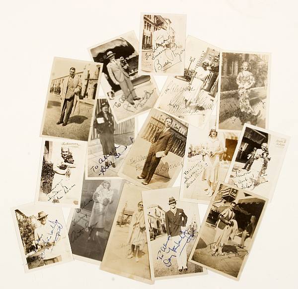 Appraisal: A collection of small sepia signed snapshots of movie stars