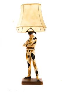 Appraisal: Large Figural Jester Lamp St Marceaux Style Large figural painted