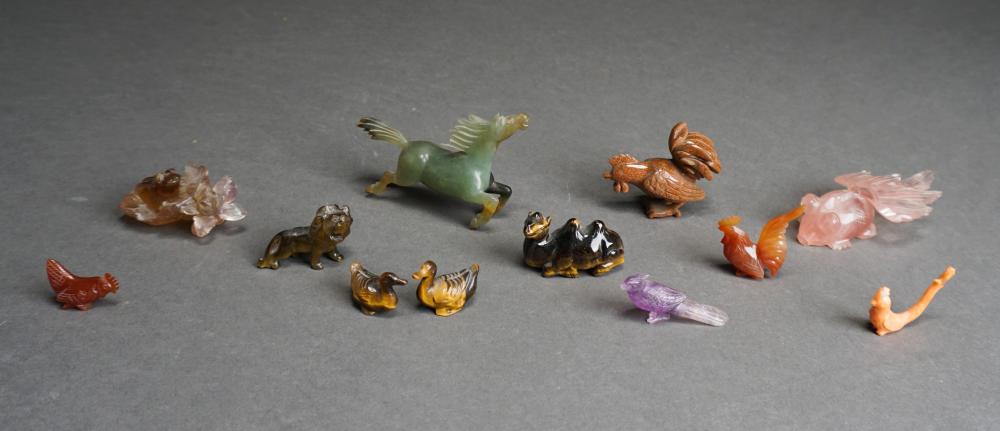 Appraisal: Twelve Assorted Carved Hardstone Figures of Animals