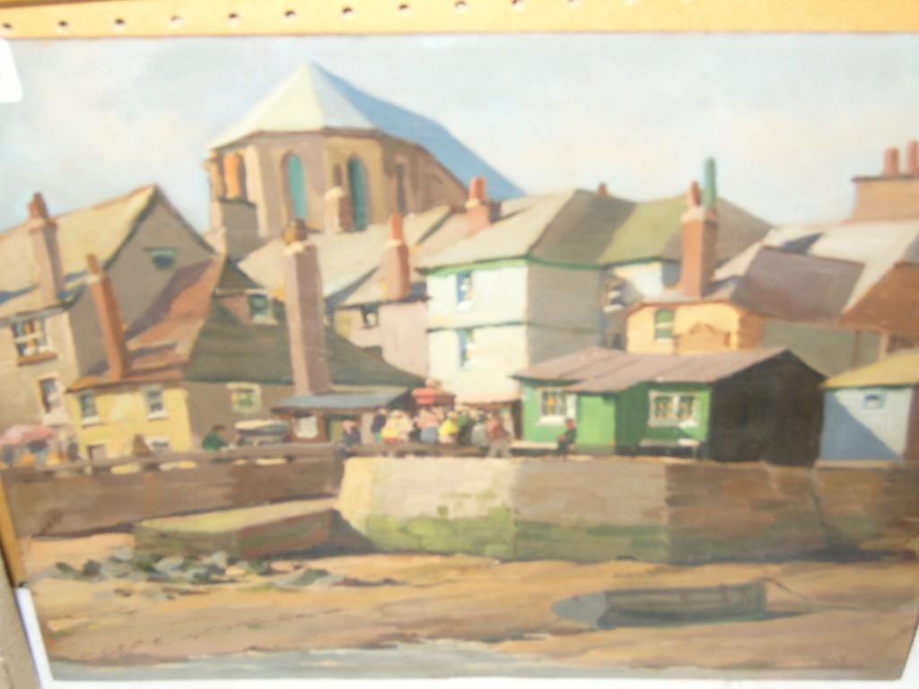 Appraisal: A th century oil painting on board of a harbour