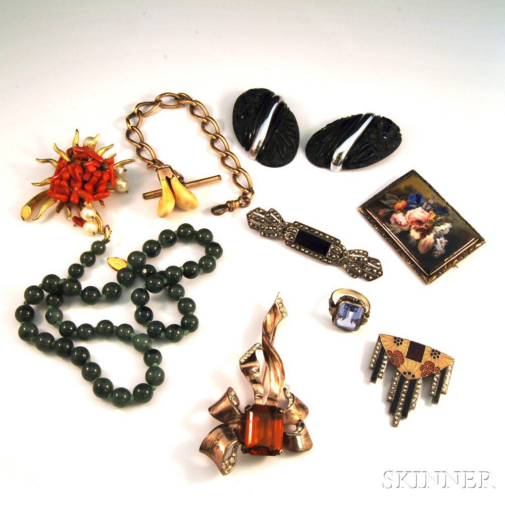 Appraisal: Small Group of Assorted Jewelry including a pair of carved