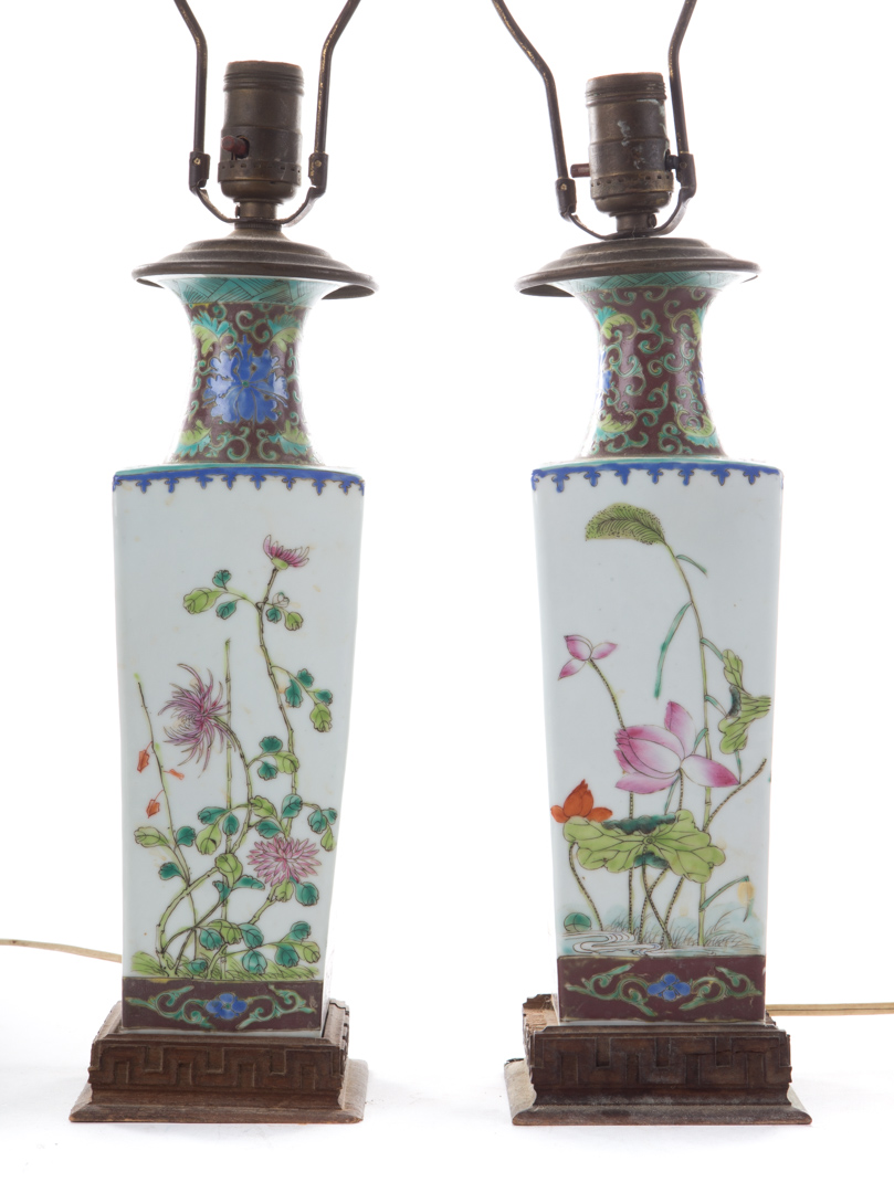 Appraisal: Pair of Chinese Export porcelain vase lamps fourth quarter- th