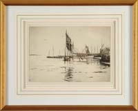 Appraisal: SEARS GALLAGHER American - DRYING THE NETS Pencil signed engraving