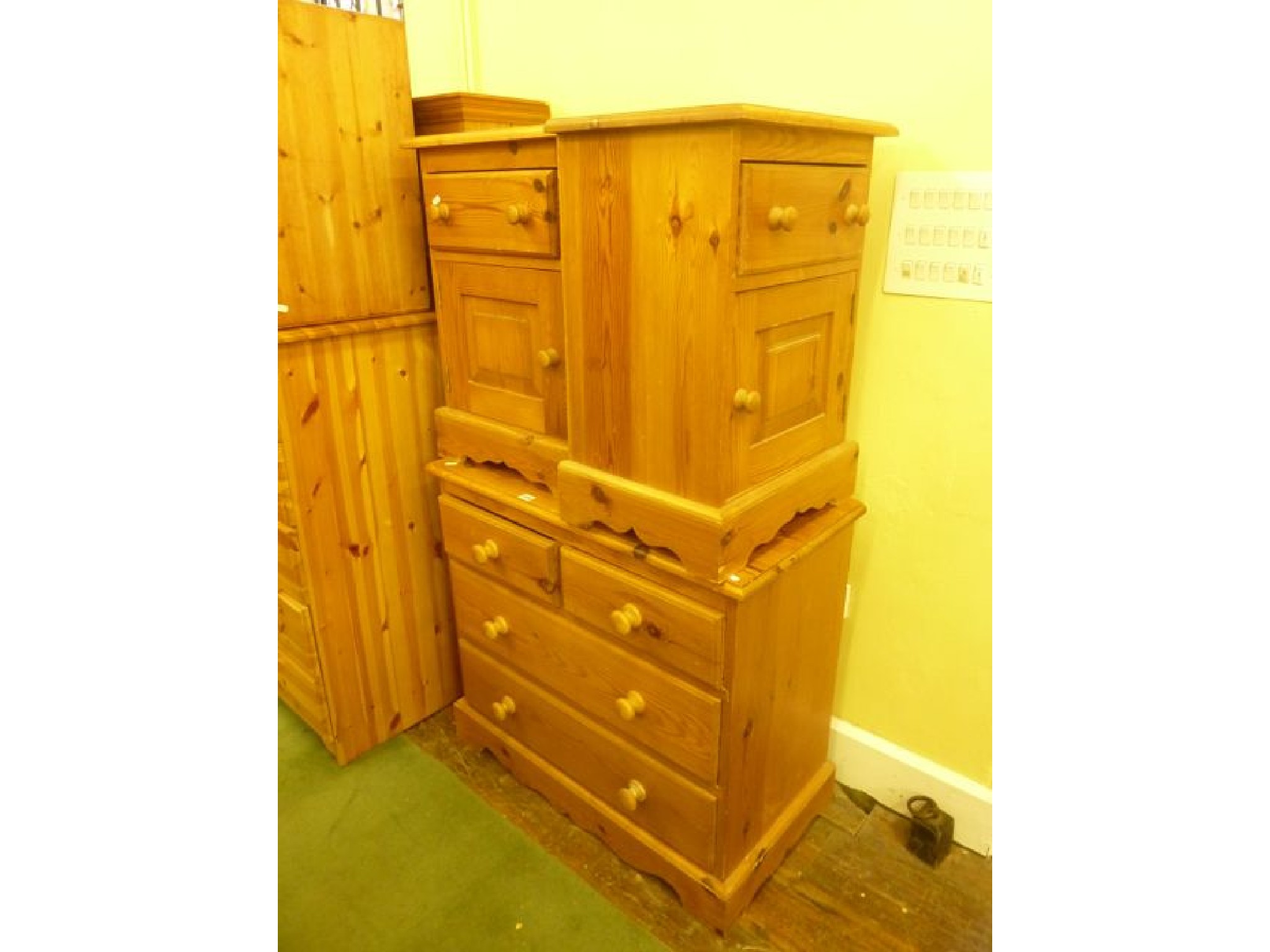 Appraisal: A contemporary solid pine bedroom chest of two long and