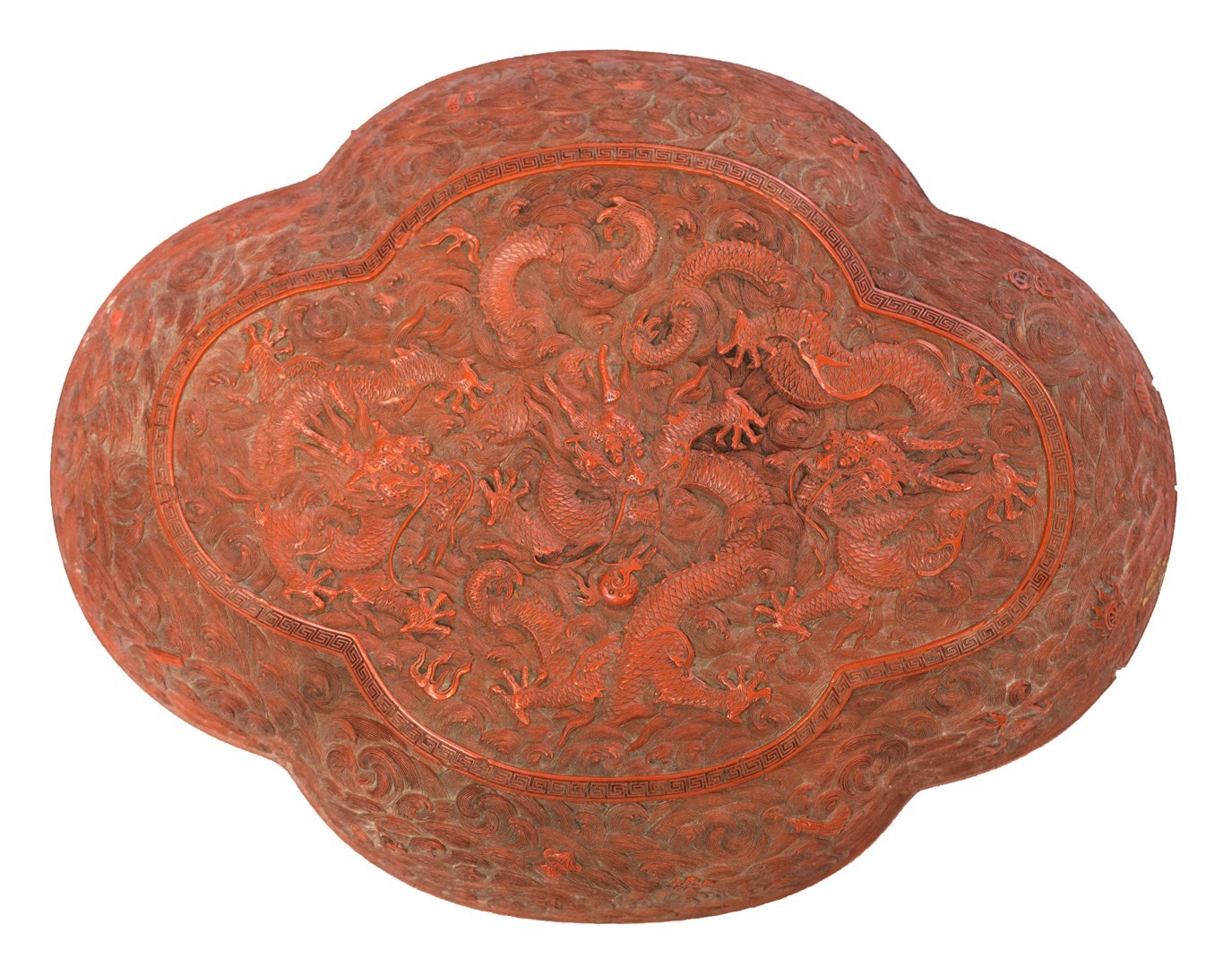 Appraisal: A Chinese red cinnabar lacquer cover and a later stand