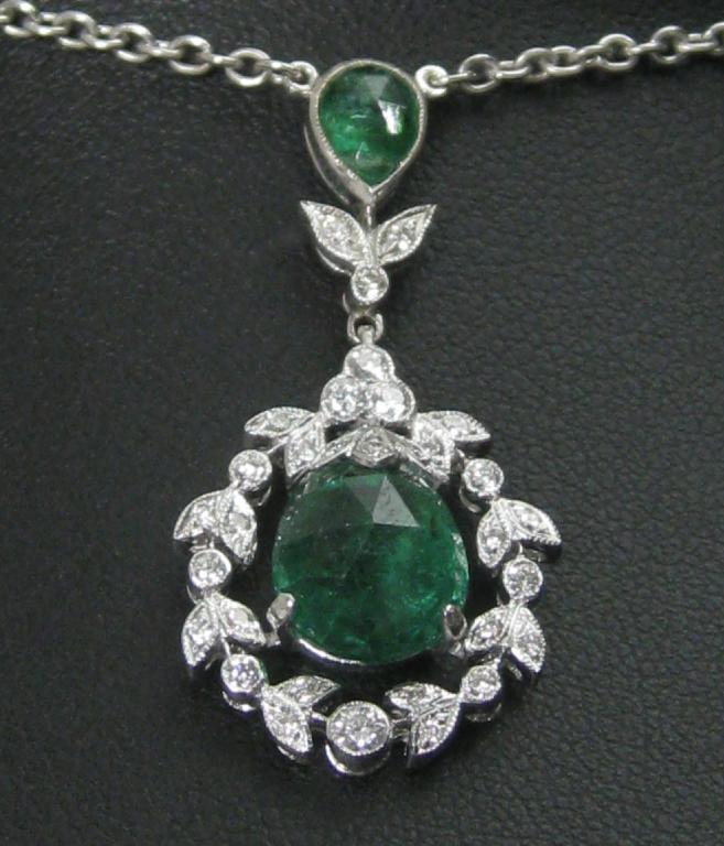 Appraisal: A contemporary Emerald and Diamond Necklace the principle pear shaped