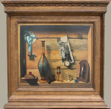 Appraisal: WHYTE Raymond American - Shadowbox Tromp L'oeil ''Anniversary Still Life