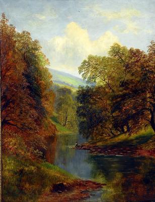 Appraisal: WILLIAM MELLOR Fishing on the Wharfe signed x gilt framed