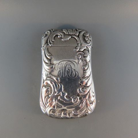 Appraisal: Sterling Silver Match Safeby Howard rococo design