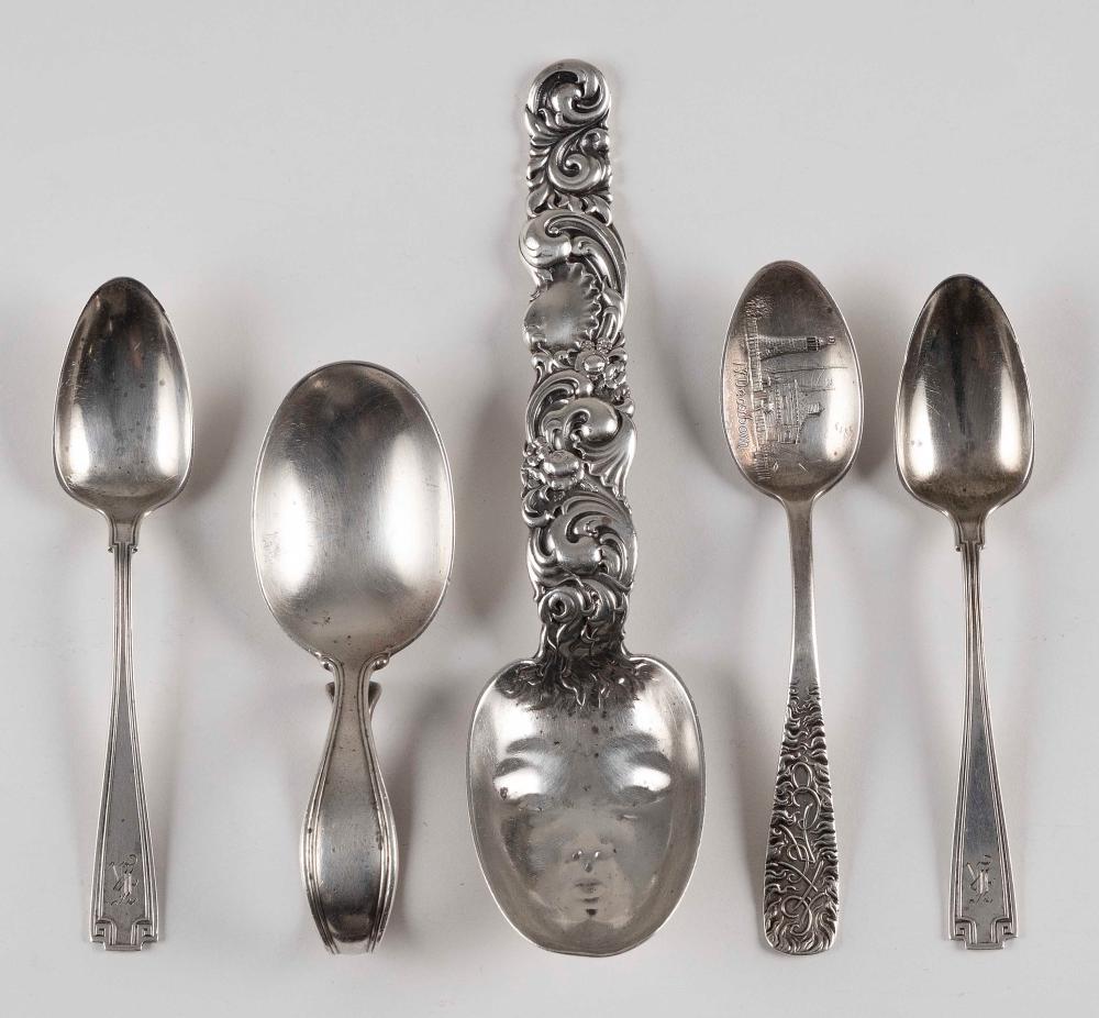 Appraisal: FIVE AMERICAN STERLING SILVER SPOONS APPROX TOTAL TROY OZ FIVE