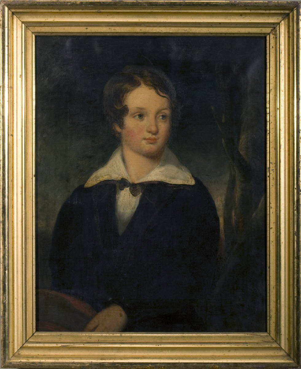 Appraisal: PORTRAIT OF A BOY IN SAILOR ATTIRE HOLDING A RED