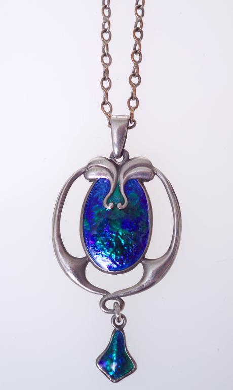 Appraisal: ART NOUVEAU SILVER AND ENAMEL PENDANT CHARLES HORNER CHESTER centred