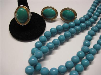 Appraisal: Turquoise bead double strand necklace th century