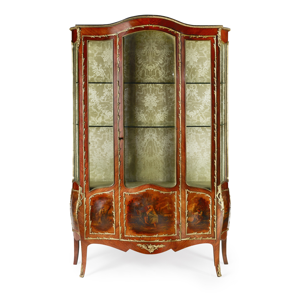 Appraisal: FRENCH KINGWOOD AND VERNIS MARTIN DISPLAY CABINET LATE TH CENTURY