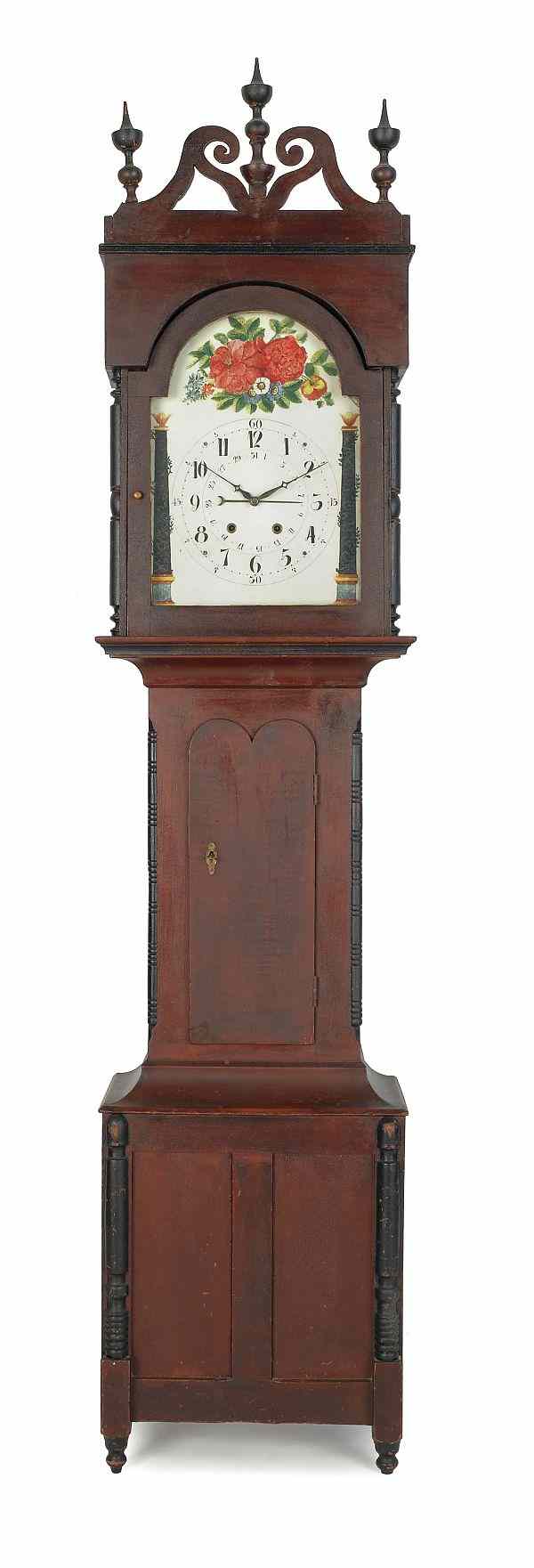 Appraisal: New York painted tall case clock early th c with