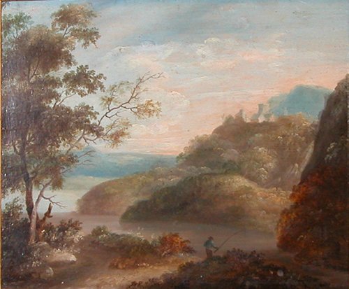 Appraisal: Artist th Century British School Title Classical Landscape with Fisherman