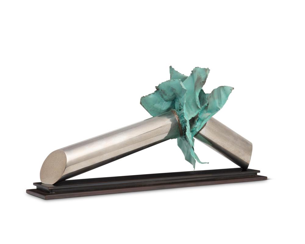 Appraisal: Attributed to Gary Slater b American Untitled Patinated bronze and