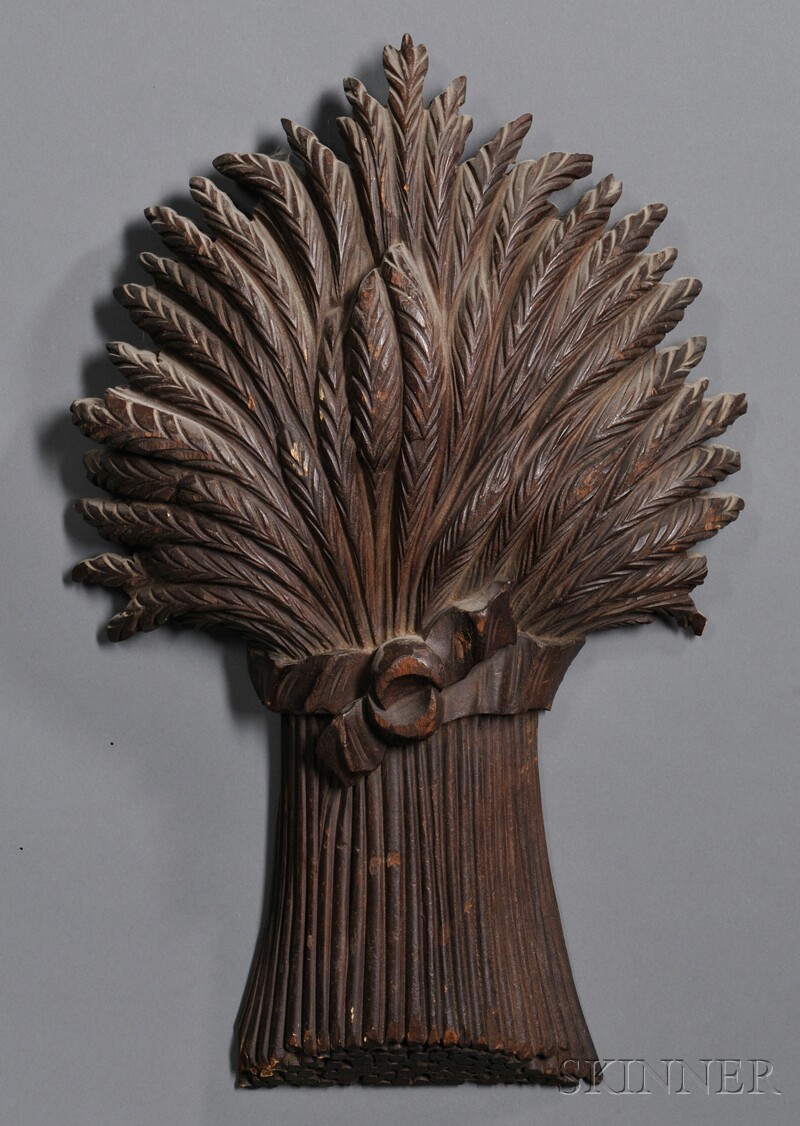 Appraisal: Sheaf of Wheat Carving America th century half-round carving ht