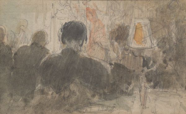 Appraisal: EVERETT SHINN AMERICAN - x paper Waldorf Roof Watercolor and