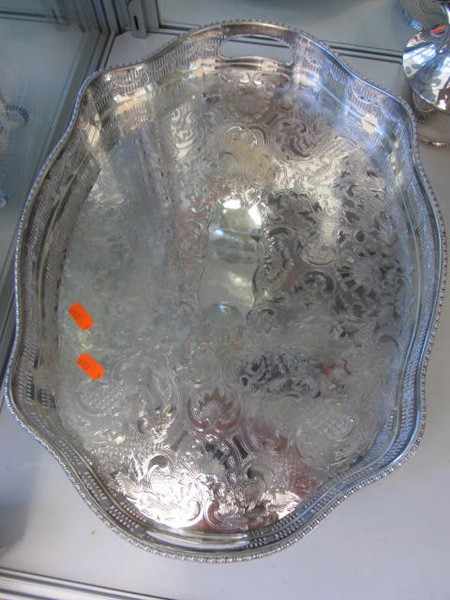 Appraisal: SILVER PLATE GALLERY EDGE TRAY