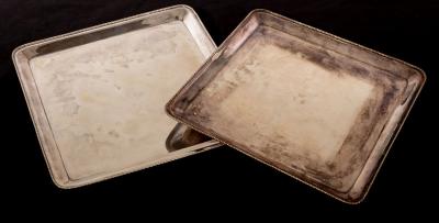 Appraisal: A pair of Continental white metal trays perhaps Austro-Hungarian each