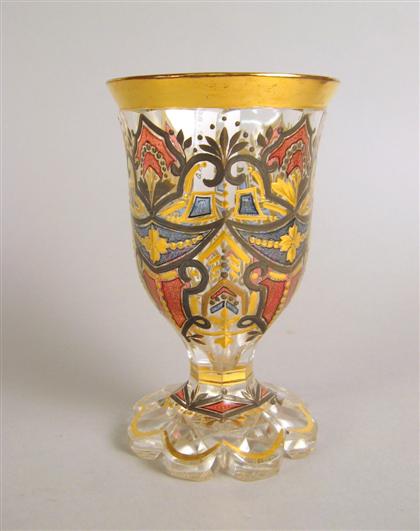 Appraisal: Bohemian enameled and cut glass goblet late th early th