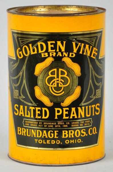 Appraisal: Golden Vine Salted Peanuts -Pound Can Description Beautiful image Condition