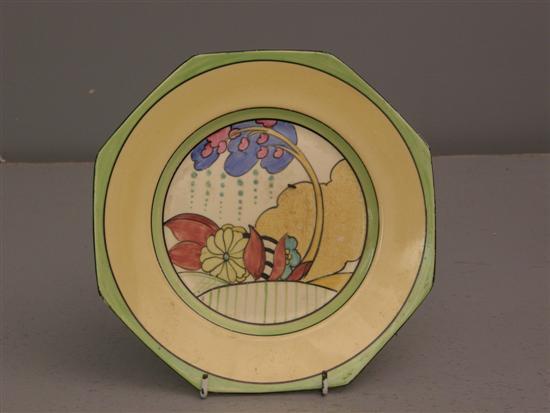 Appraisal: Clarice Cliff octagonal plate decorated with blue tree diameter