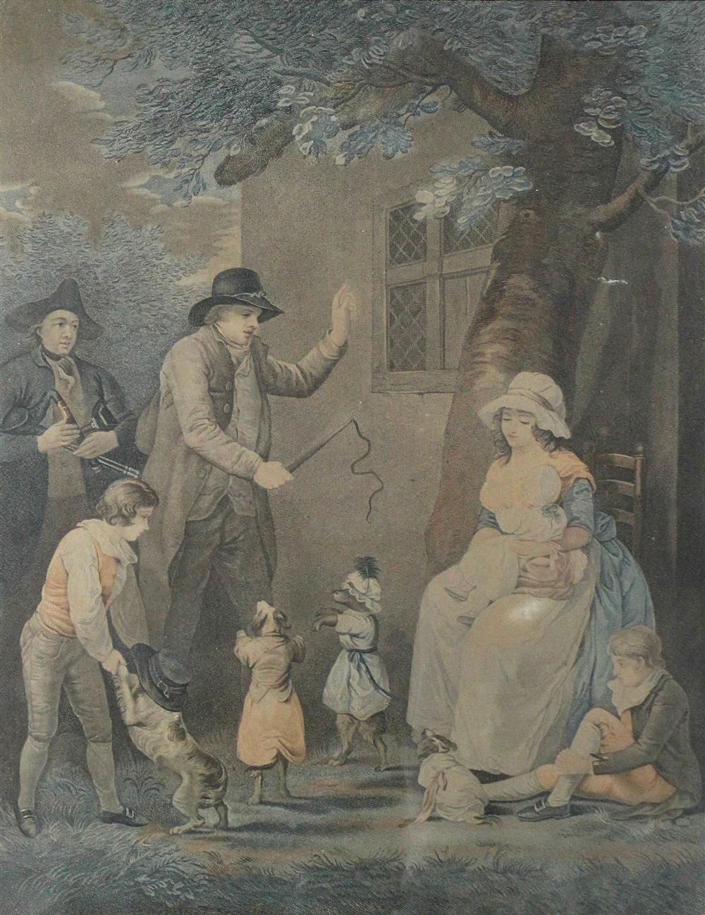 Appraisal: AFTER GEORGE MORLAND DANCING DOGS along with DOMESTIC HAPPINESS AFTER