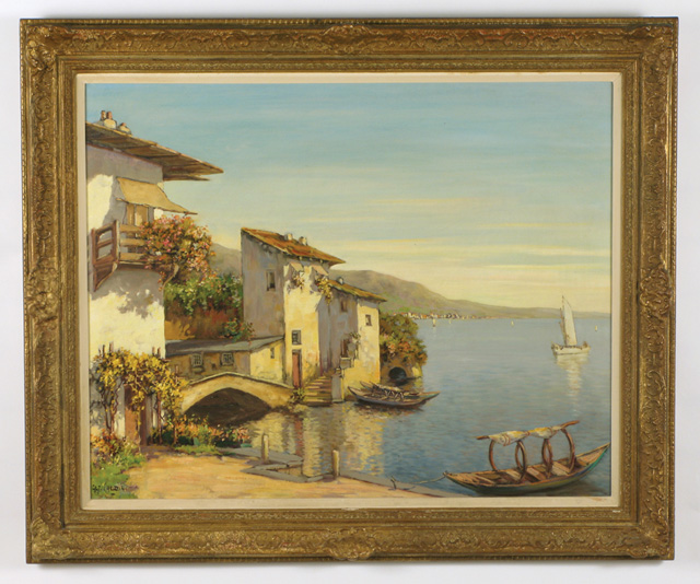 Appraisal: ALFREDO CALDINI OIL ON CANVAS Lecco Italy born A villa