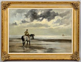 Appraisal: Jean Joseph Delvin Oil on Canvas Seascape Jean Joseph Delvin