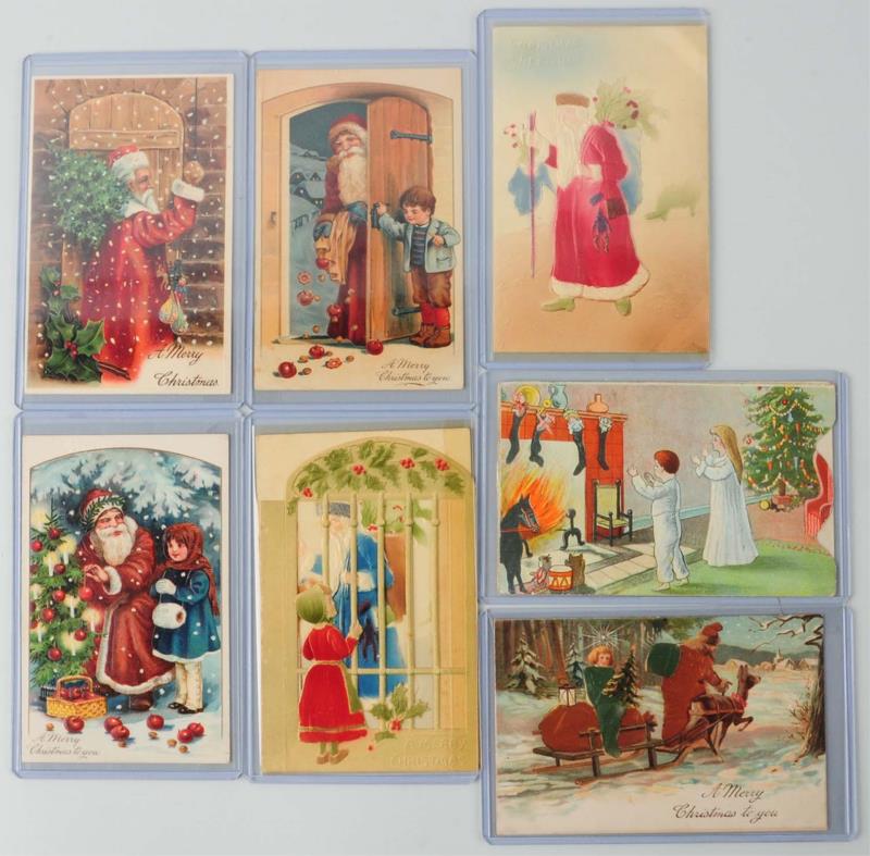 Appraisal: Lot of Santa Postcards Lot has three mechanicals easel-back fold-out