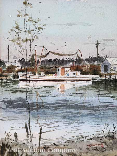 Appraisal: Adolph Kronengold American New Orleans - Fishing Boat on a