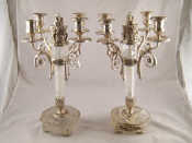 Appraisal: An impressive pair of rock crystal candelabra with silver plated