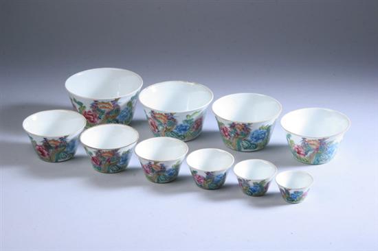 Appraisal: TEN CHINESE FAMILLE ROSE PORCELAIN NESTED BOWLS Floral decoration -