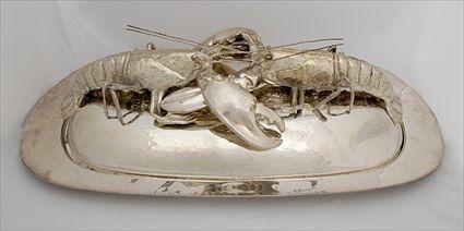 Appraisal: ITALIAN SILVER-PLATED LOBSTER PLATTER AND COVER Impressed Franco Lafini Made