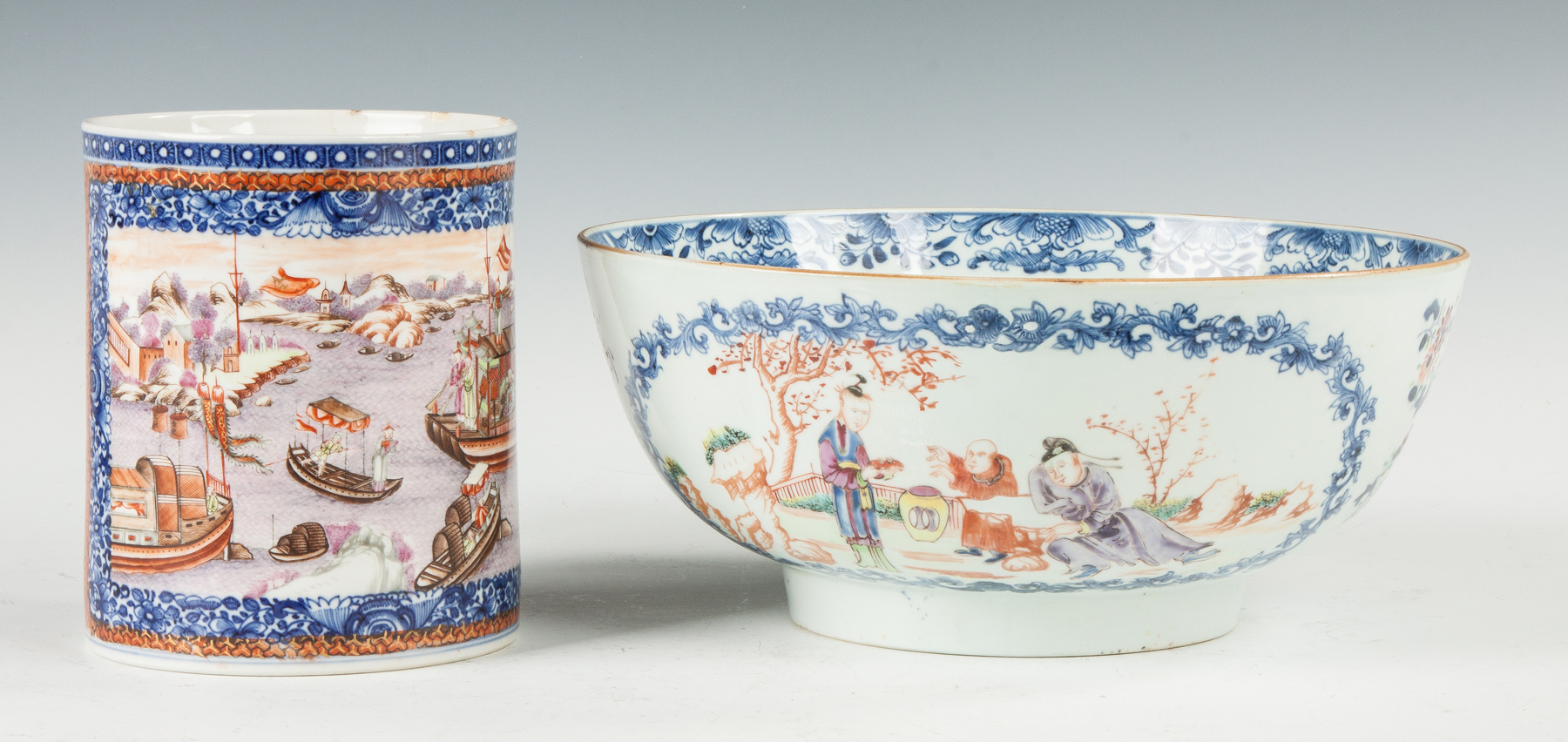 Appraisal: Chinese Export Porcelain Bowl th cent With figures landscape