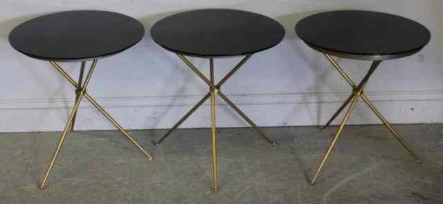 Appraisal: Midcentury Black Lacquered Occasional Tables From a Rye NY estate