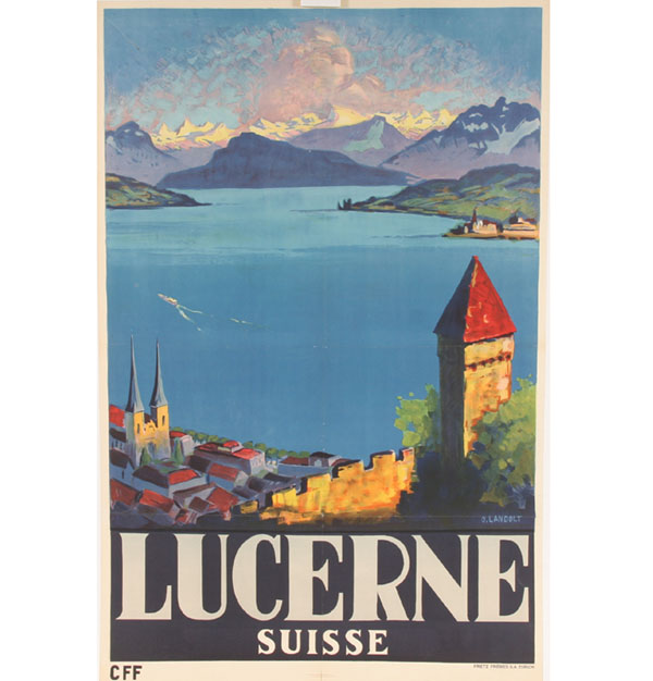 Appraisal: Otto Landolt Swiss - Lucerne Suisse travel poster signed in