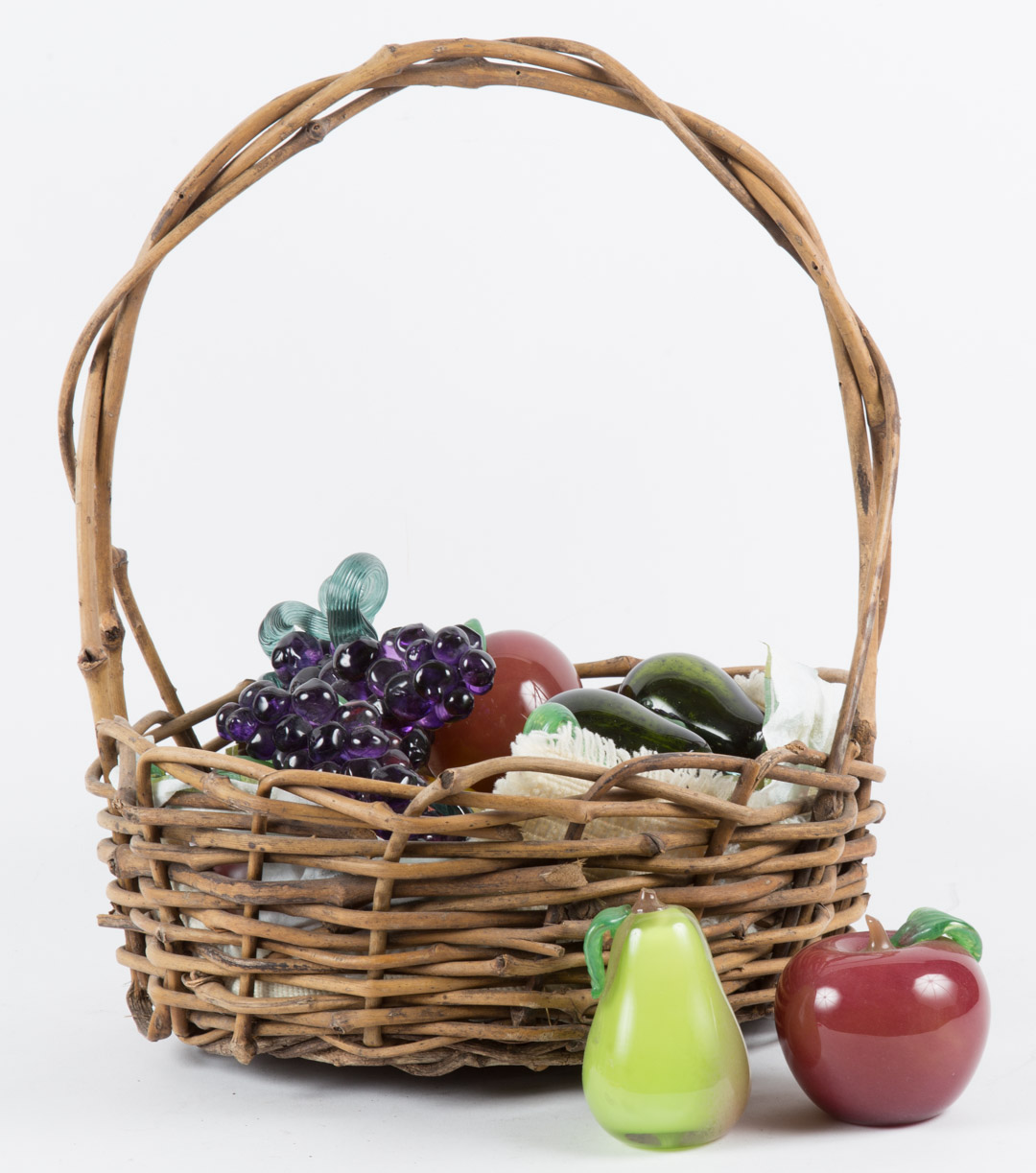 Appraisal: Selection of Italian cased glass fruit basket pieces of fruit