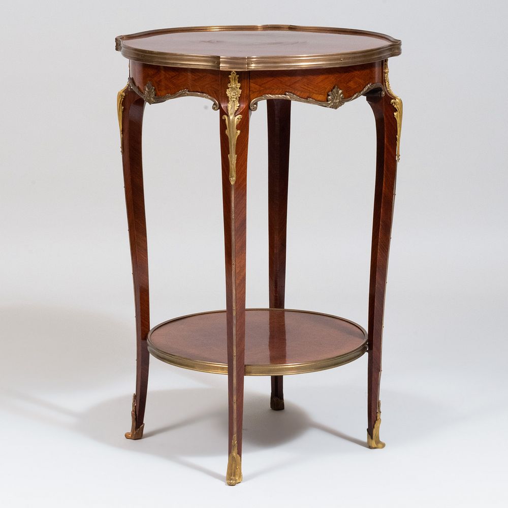 Appraisal: Louis XV XVI Style Gilt-Metal-Mounted Kingwood Parquetry Side Table x